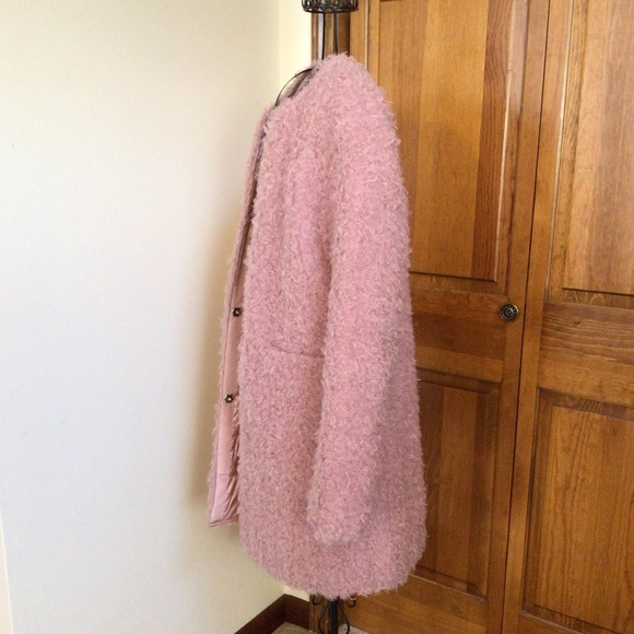 Via Spiga Reversible Curly Fun Fur Car Coat, Small, Dusky pink - Picture 9 of 10
